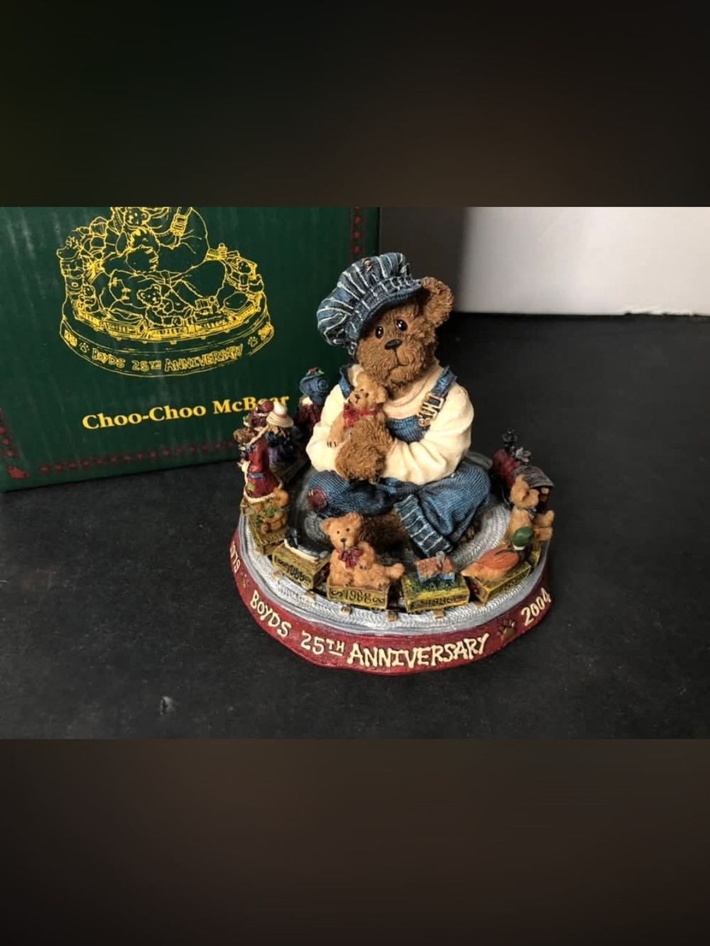 Boyds Bears Choo-Choo McBear Figurine - Brown, Blue & Cream